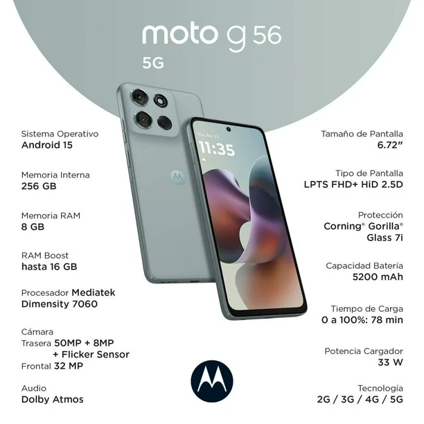 Motorola G56 5G Gris 8GB+256GB